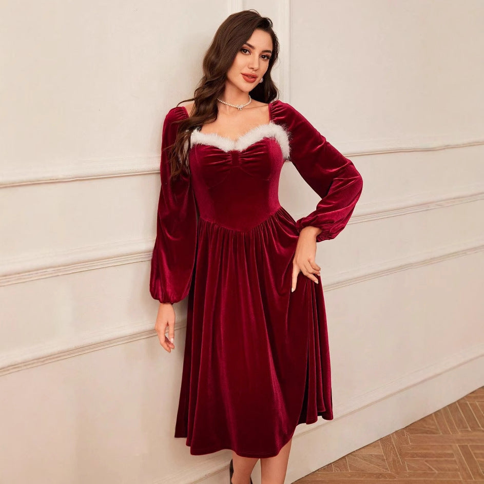Women's Elegant Retro Christmas Party Cocktail Dress Long Dresses