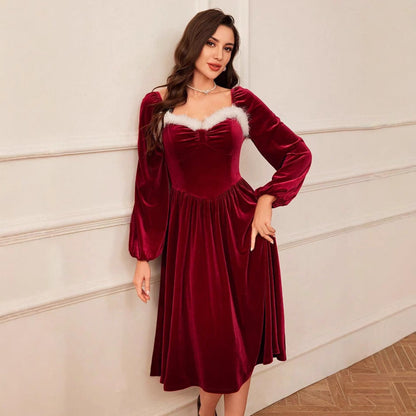 Women's Elegant Retro Christmas Party Cocktail Dress Long Dresses