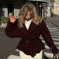 Women's Retro Design Long Sleeves Collar Commuter Temperament Suits