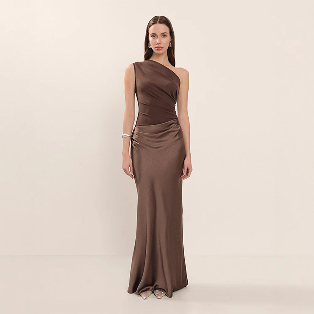 Women's Shoulder Dress High-grade Summer Elegant Sleeveless Clothing