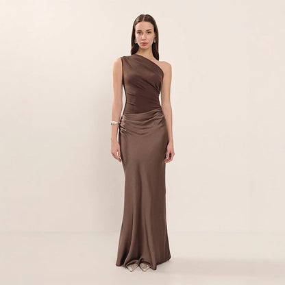 Women's Shoulder Dress High-grade Summer Elegant Sleeveless Clothing