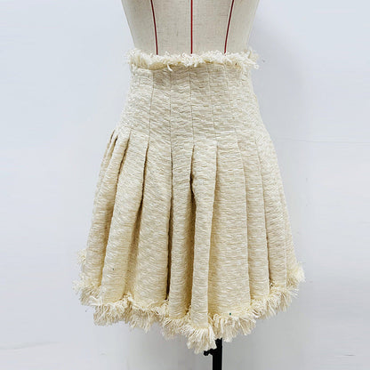 Classic Glamorous Fashion Temperamental Tweed Fringed Coats