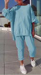 Women's Casual Solid Color Round Neck Long Suits