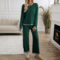 Women's Temperament Leisure Solid Color Knitted Long-sleeved Suits