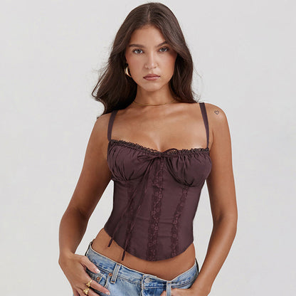 Women's Summer Lace Stitching Strap Sexy Hot Tops