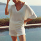Women's Fashionable Design Casual Hollow Short-sleeved Suits