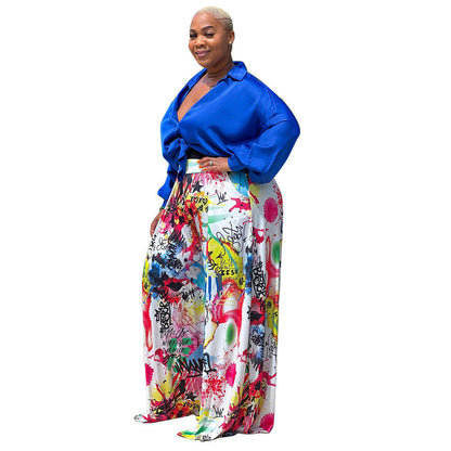 Women's Fashion Autumn Printed Long-sleeved Shirt Elegant Suits