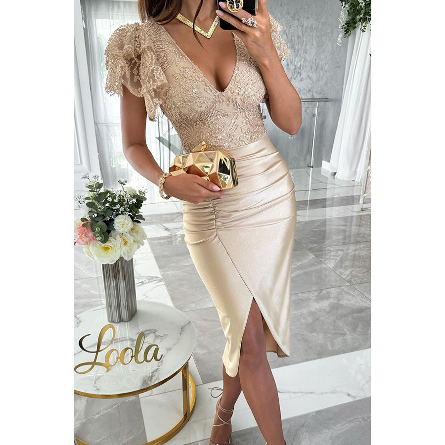 Women's Casual Short-sleeved Split Dress Often Party Dresses