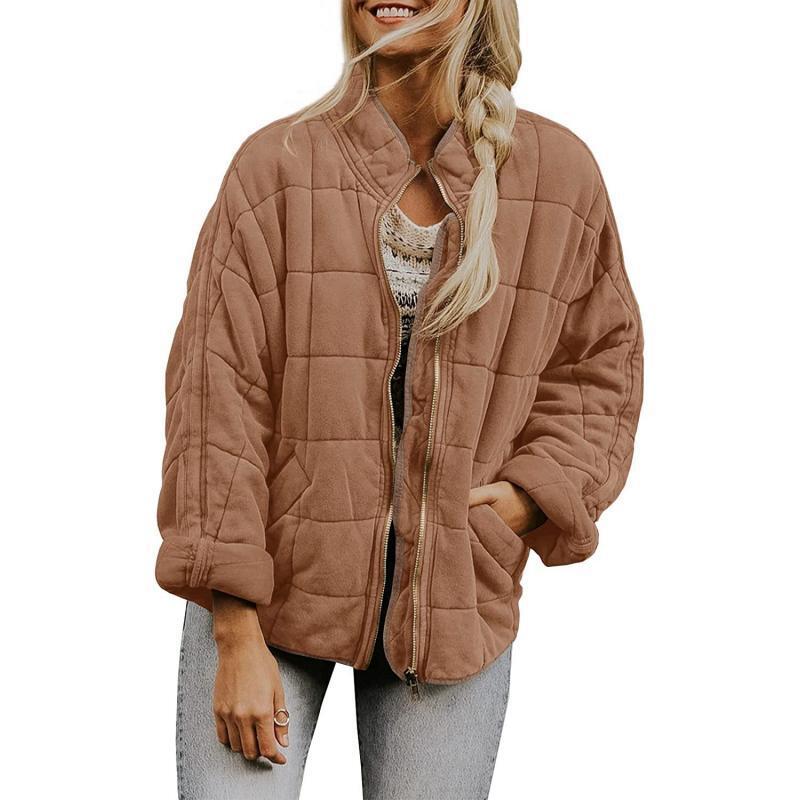 Women's Solid Color Stand-up Collar Loose Pockets Long Coats