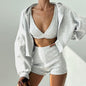 Women's Casual Zipper Hooded Autumn Comfortable Three-piece Suits