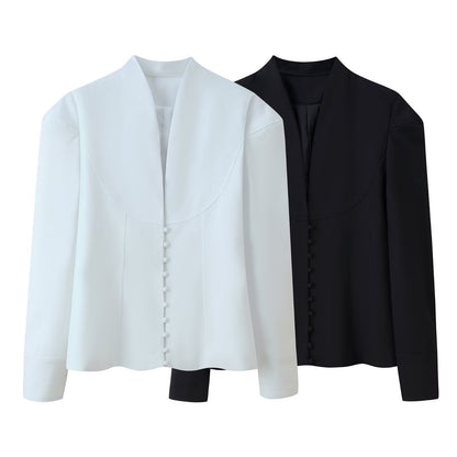 Women's Fashion Casual Polo Collar Waist Long-sleeved Coats