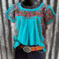 Women's Summer Round Neck Fashion Printed Loose Blouses