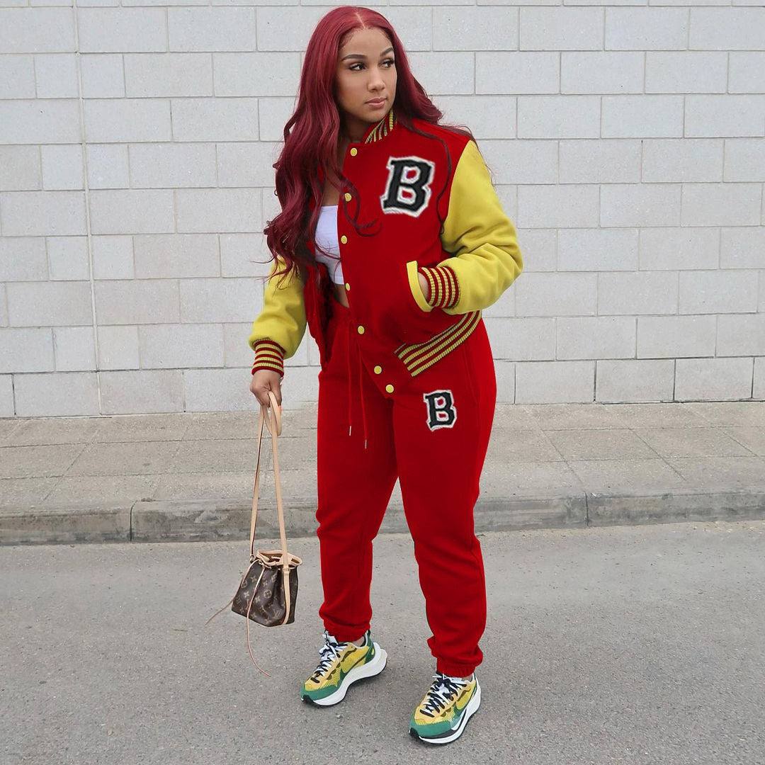 Charming Creative Baseball Set Letter Two-piece Suits