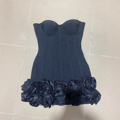 Sexy Strap Adjustable Tube Flower Dress Dresses