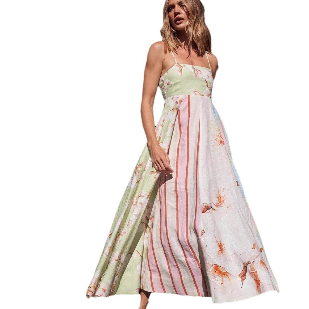 Sling Iti Printing Large Swing Dress Dresses