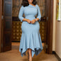 Women's Diagonal Collar Solid Color High Waist Dresses