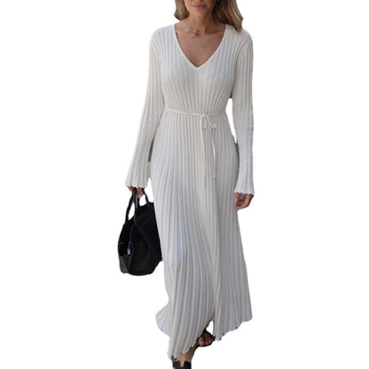 Women's Knitted Dress Casual Waist Tight Large Dresses