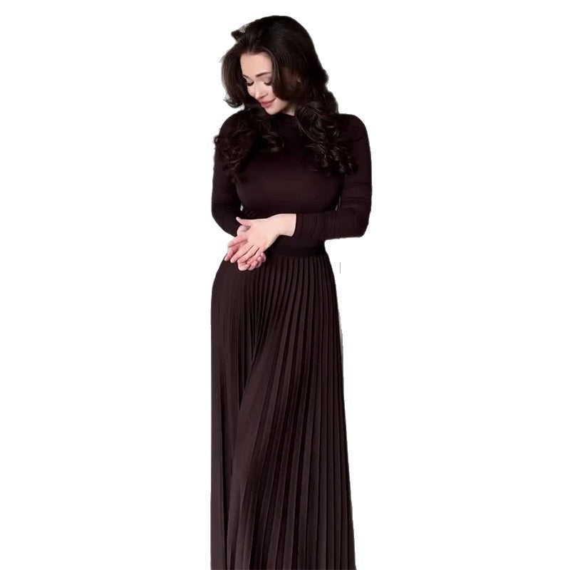 Women's Autumn Round Neck Long Sleeve Waist Suits