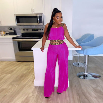 Ribbon Matching Solid Color High Waist Wide Leg Sweaters