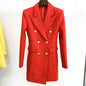 Double Breasted Lion Button Back Middle Zipper Slim Dresses