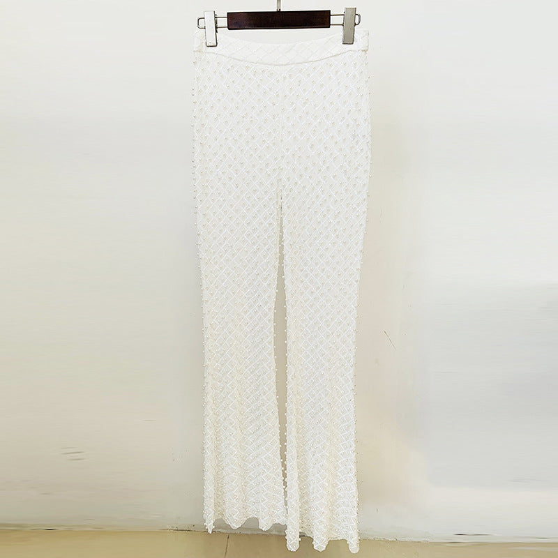 Early Spring Fashion Beaded Three-dimensional Flower Pearl Suits