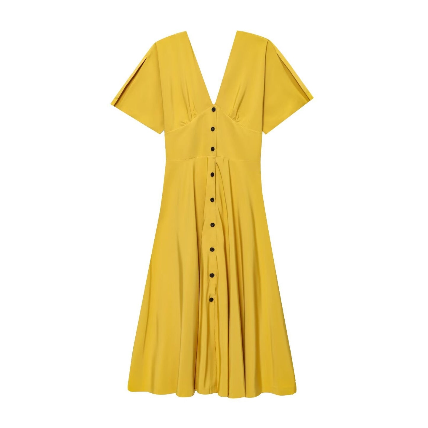 Women's Fashionable Temperament Button Decoration Midi Long Skirts