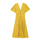 Women's Fashionable Temperament Button Decoration Midi Long Skirts