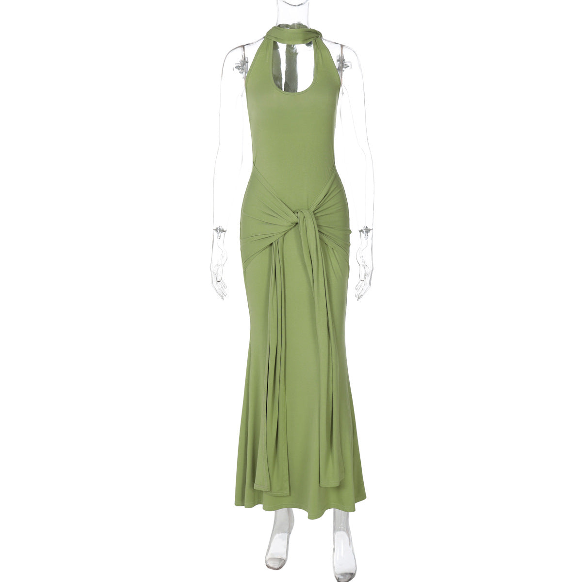 Women's Cinched Patchwork Ribbon Solid Color Temperament Clothing