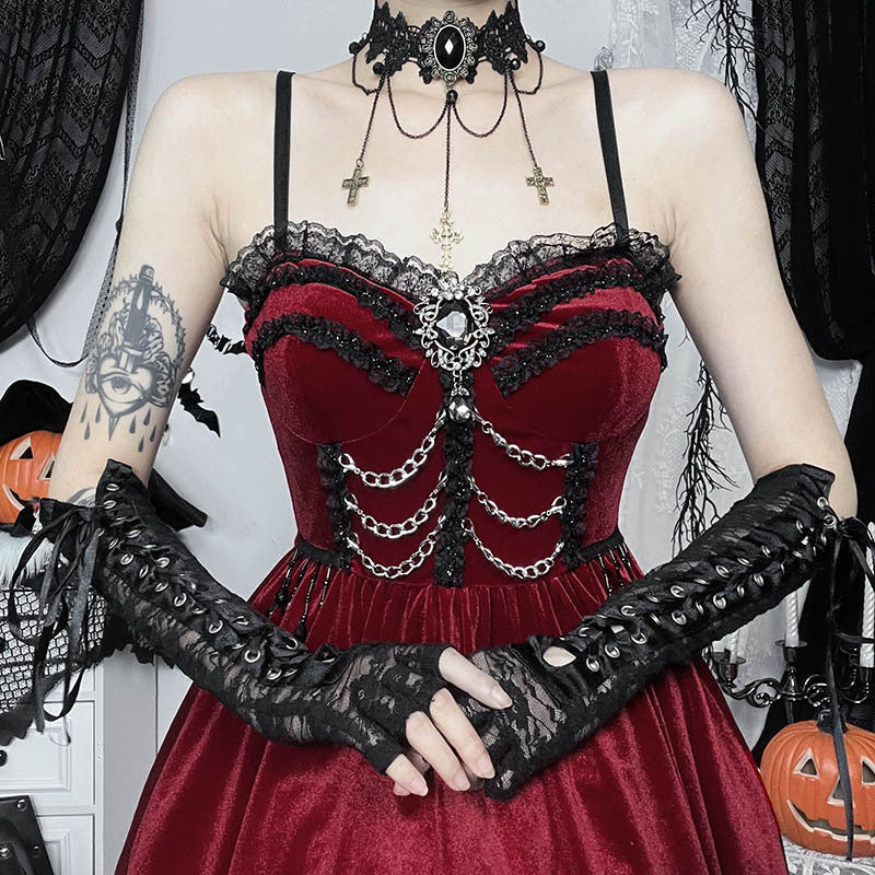 Women's Style Sexy Chain Lace A- Line Dresses