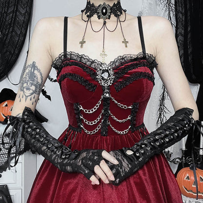 Women's Style Sexy Chain Lace A- Line Dresses