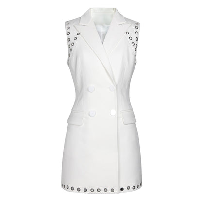 Women's Solid Color Perforated Sleeveless Slim Fit Temperament Dresses