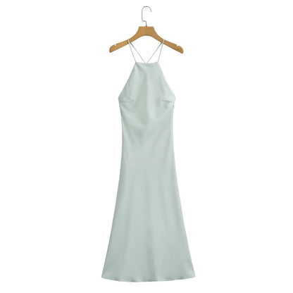 Women's Summer Hot Strap Dress Silk Satin Dresses