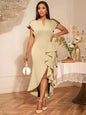 Elegant Ruffled Dress High Waist Slit Irregular Dresses