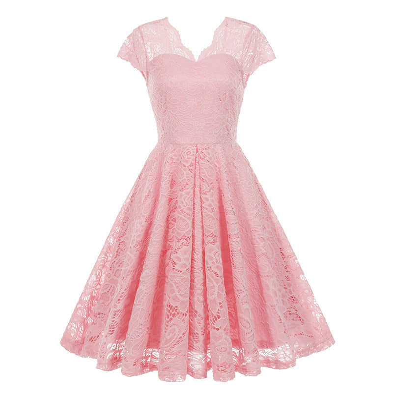 Women's Lace Sleeveless Dress Hepburn Vintage Dresses
