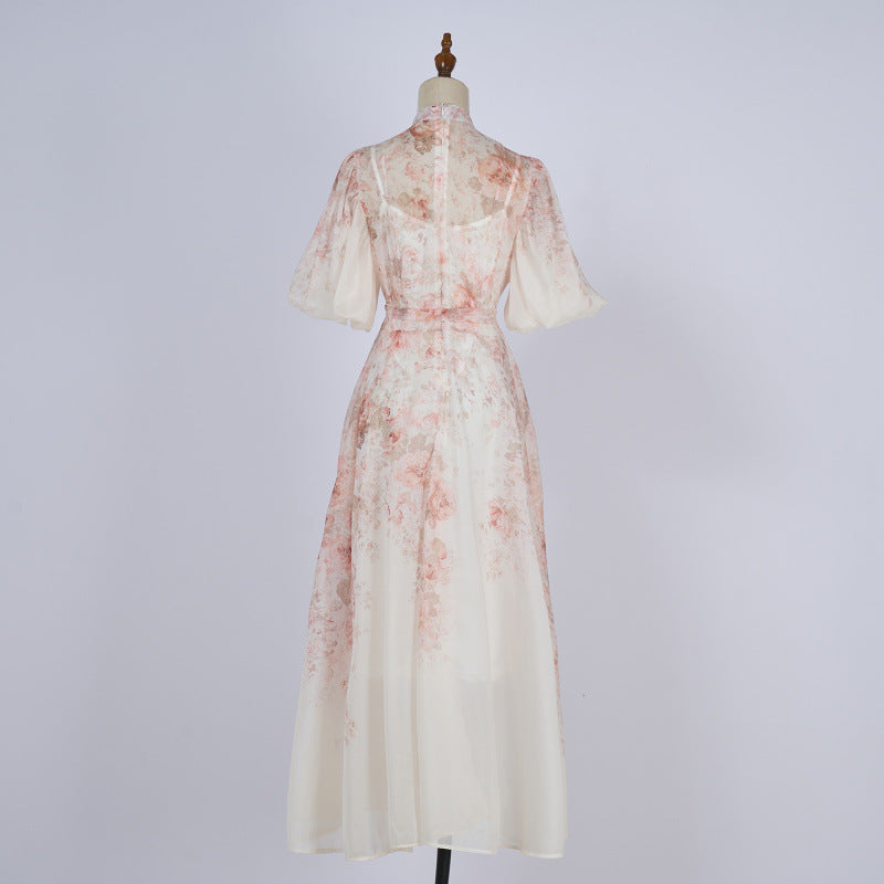 Women's Design Short-sleeved Long Dress Printed For Dresses