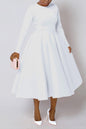 Women's Solid Color Long Sleeve Round Neck Dresses