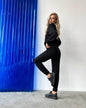 Women's Fleece-lined Long-sleeved Hooded Zipper Trousers Suits