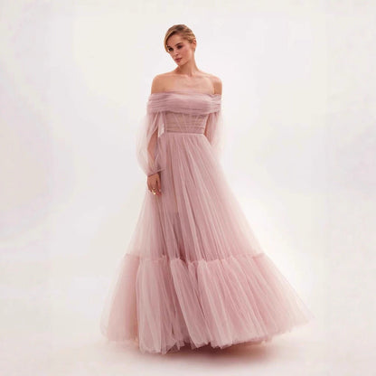 Women's Long Mesh Sleeve Dress Tulle Dresses