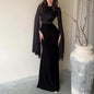 Solid Color Stitching Big Swing Sleeve Dresses
