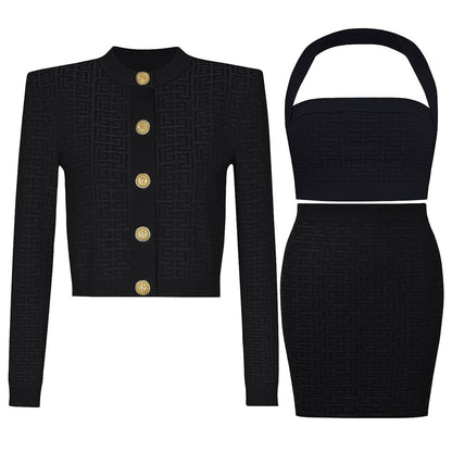 Women's Glamorous Beautiful Fashionable Knitted Three-piece Suits