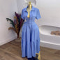 Women's Summer Fashion Polo Collar Sleeve Breasted Belt A- Dresses