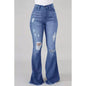 Unique High Elastic Ripped Waist Flared Jeans