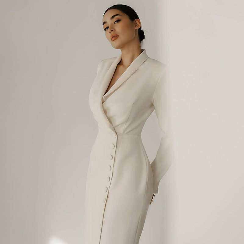 Women's Spring Solid Color Long Sleeve Button Suits