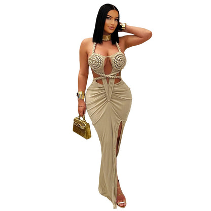 Women's Fashion Wear Sexy Knitted Halter Backless Dresses