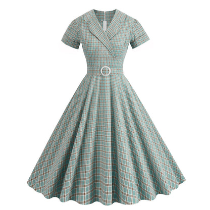 Style British Lattice Collar Sleeve High Dresses