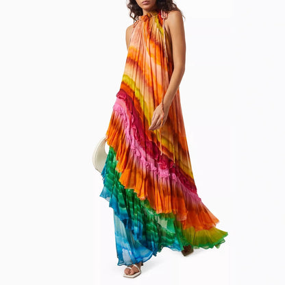 Women's Fashion Printed Sexy Off Shoulder Puffy Dresses