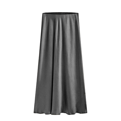Women's Acetate Satin High Waist Elastic Quality Skirts