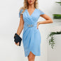 Women's Summer Pleated Waist Tight Sleeve Dress Sexy Dresses