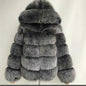 Women's Imitation Fur Hooded Mid-length Slim Fit Coats