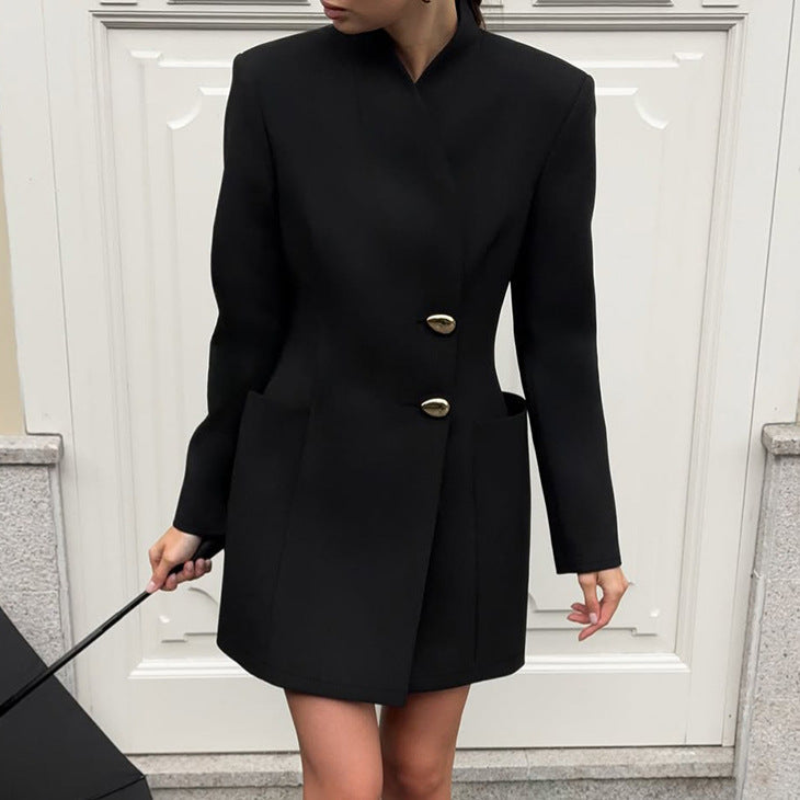 Women's Long Sleeve Waist Trimming Dress Commuting Dresses